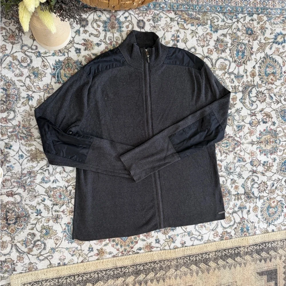 Y2K Calvin Klein Men’s Gray Full-Zip Lightweight Jacket Size Medium
